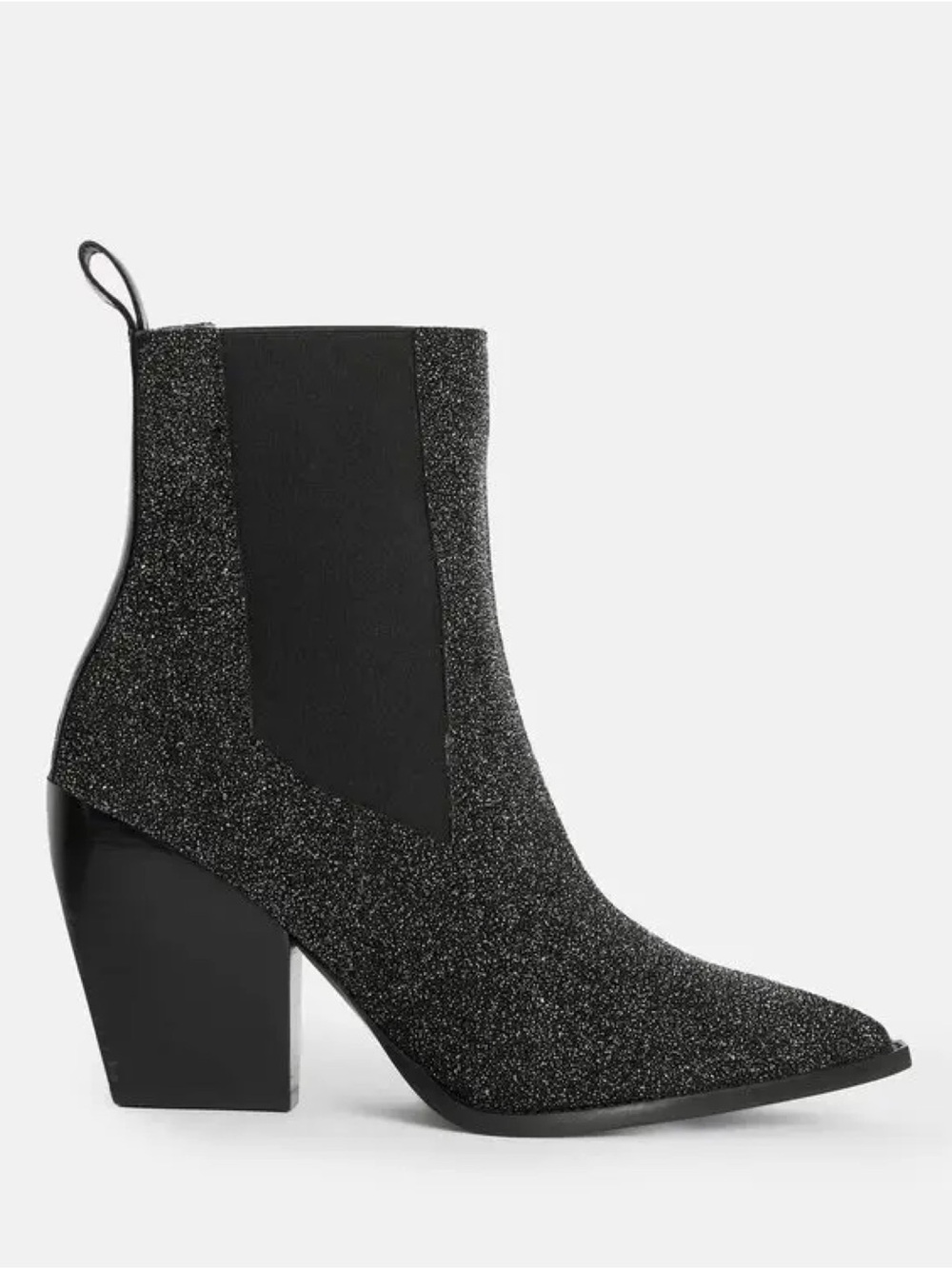 New AllSaints Ria Sparkle Boot Black Sz 10